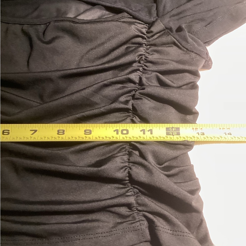 CIDER Elegant Black Ruched Mesh Top - Picture 8 of 9